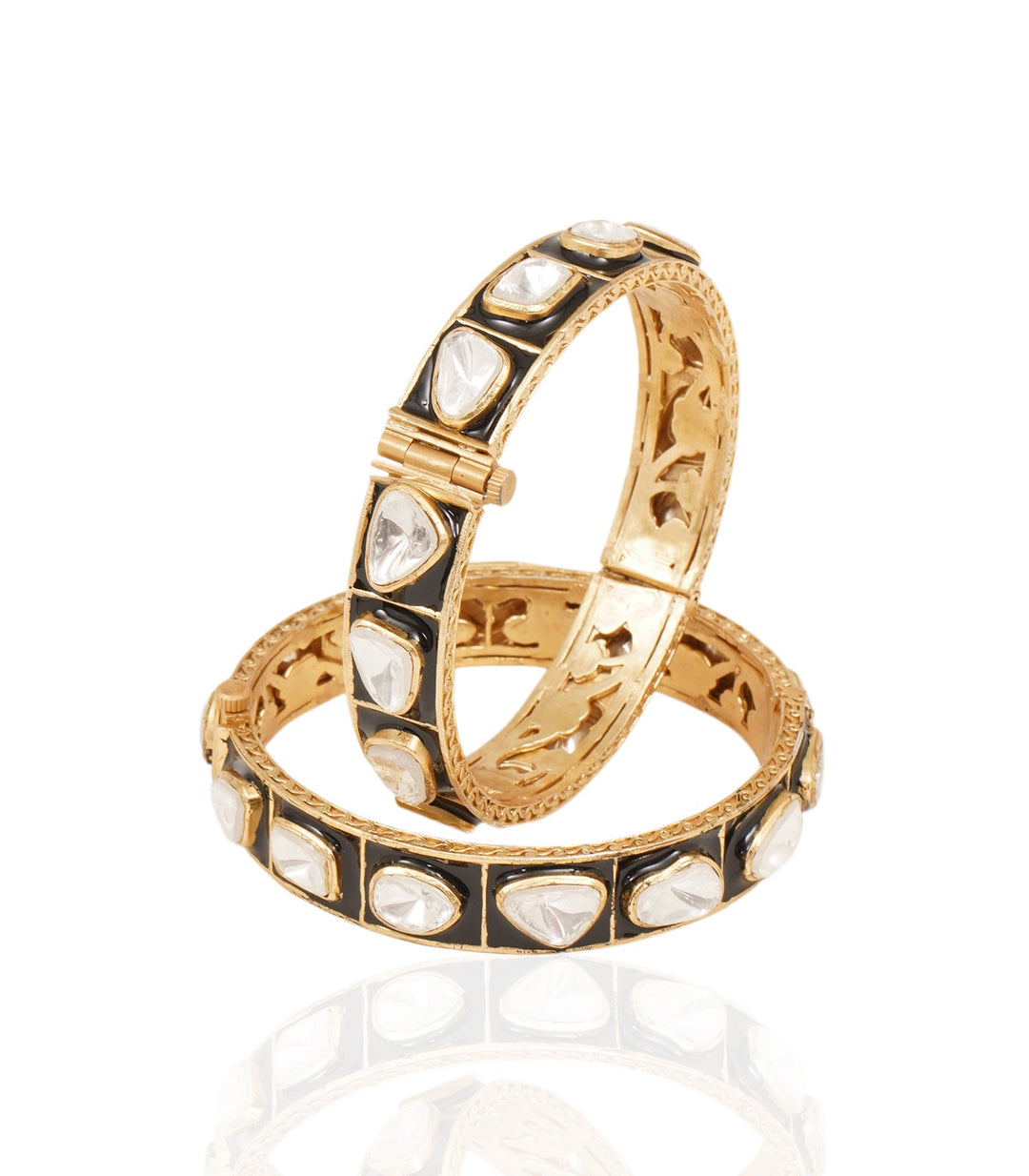 CHAITALI BLACK  POLKI BANGLES