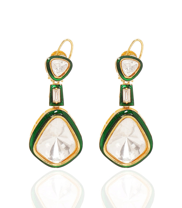 HEEMA GREEN POLKI STATEMENT EARRING