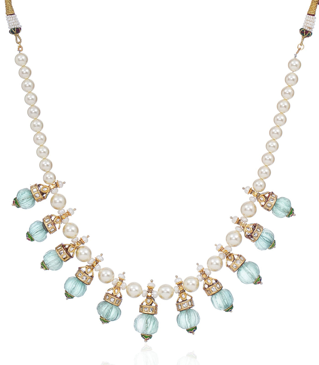 YASHICA GREEN KUNDAN LONG NECKLACE