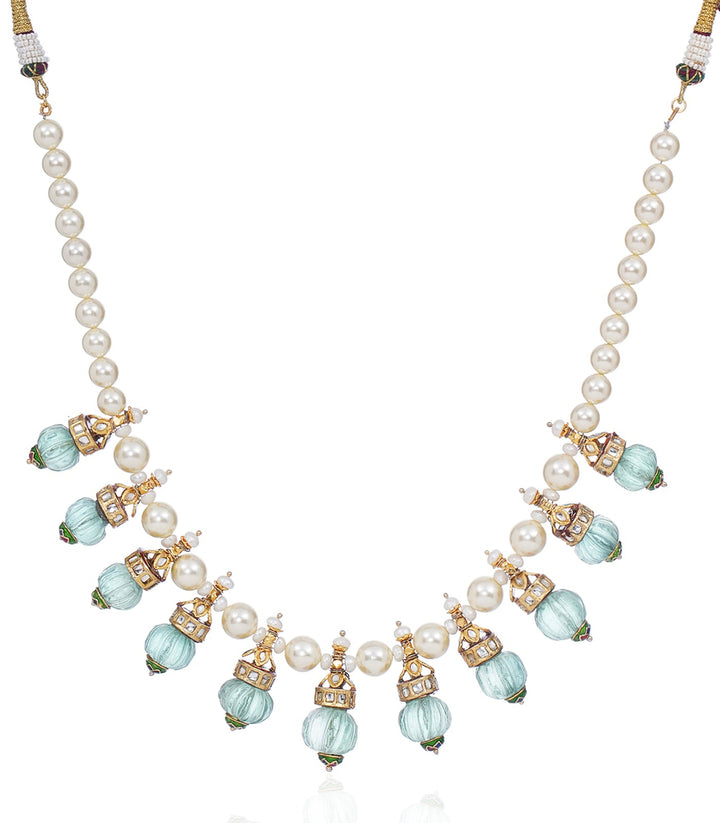 YASHICA GREEN KUNDAN LONG NECKLACE
