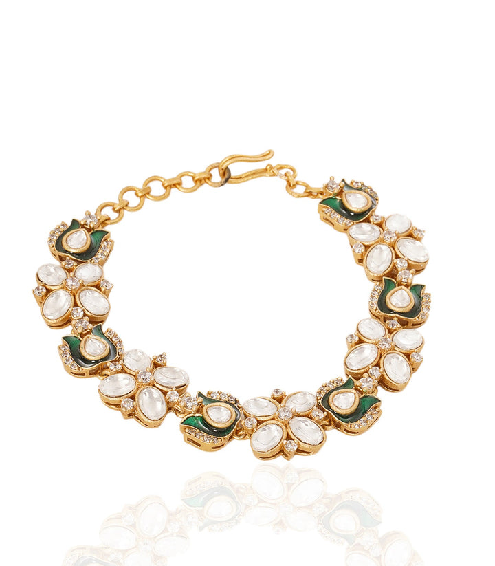 TANVI SILVER FINISH POLKI BRACELET
