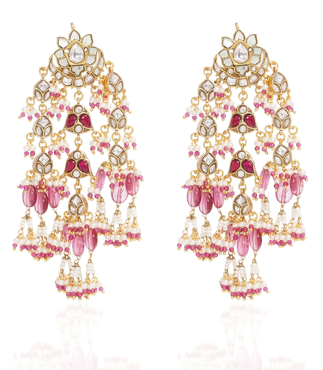NAVITA PINK KUNDAN STATEMENT EARRING