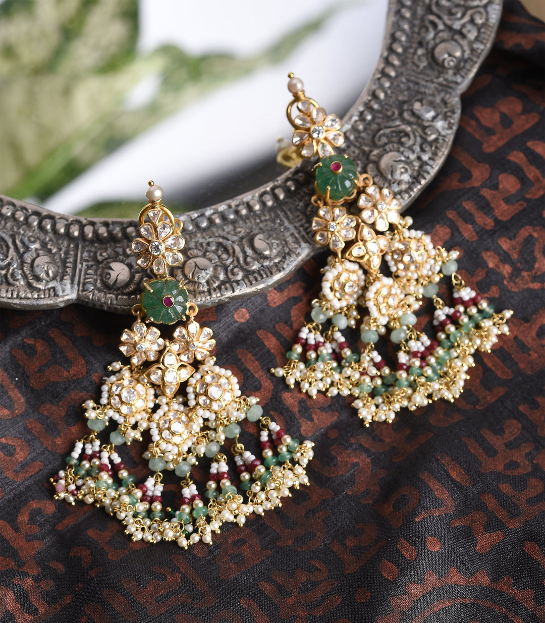 DIVYA RED & GREEN MOISSANITE EARRING