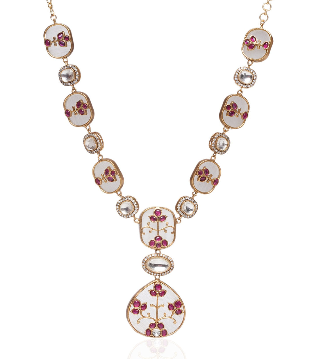Lavanya Red Polki Necklace Set