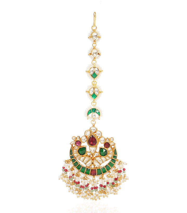 IQRA RED & GREEN KUNDAN TIKKA