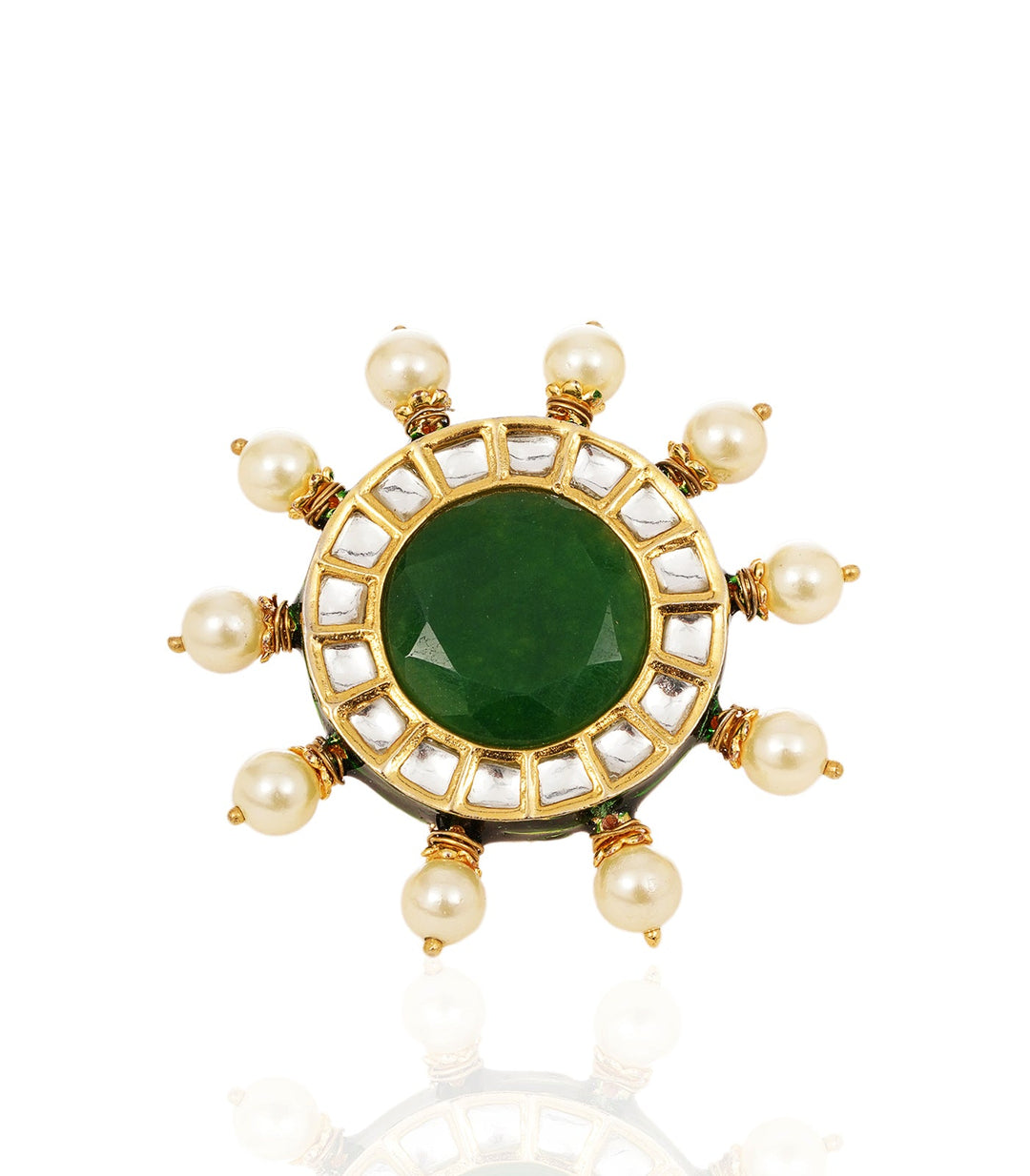NAVYA GREEN KUNDAN RING