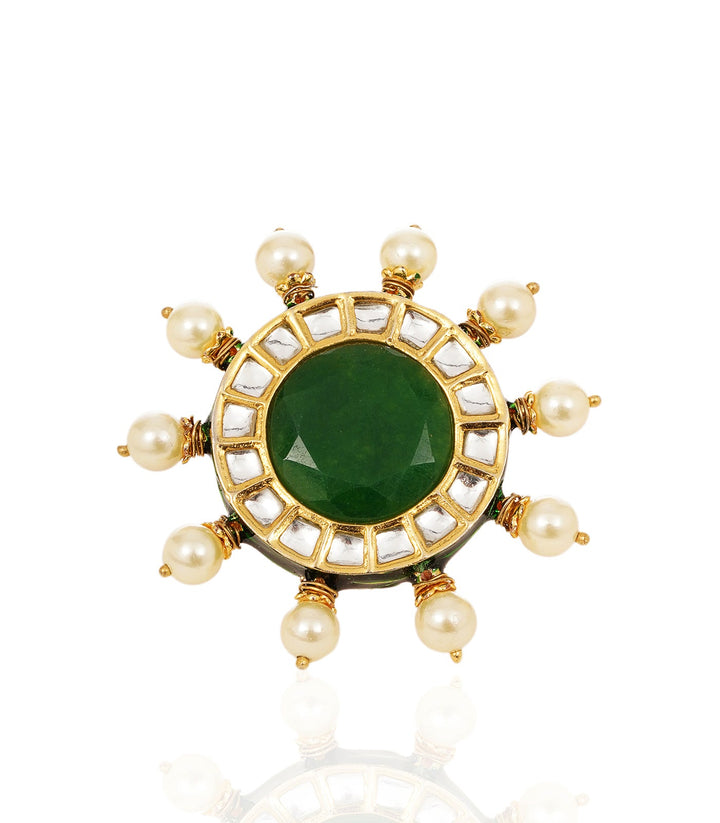 NAVYA GREEN KUNDAN RING