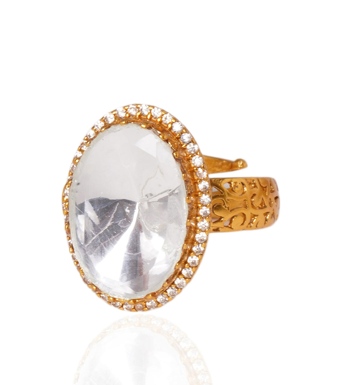 MEDHA GOLD PLATED  POLKI RING