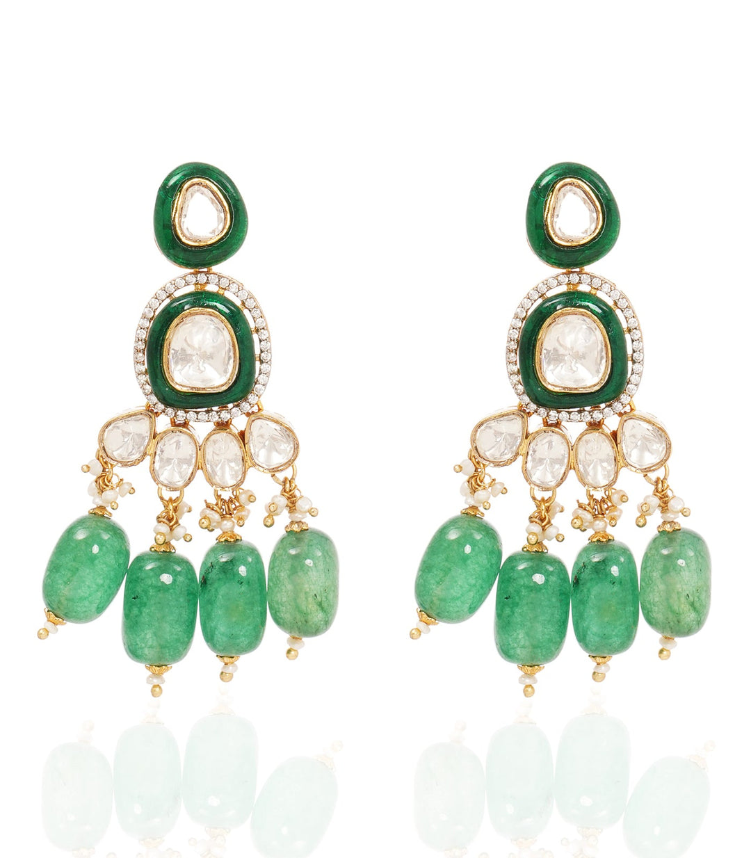 AVANI GREEN POLKI STATEMENT EARRING