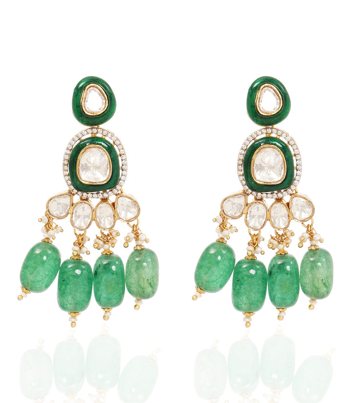 AVANI GREEN POLKI STATEMENT EARRING