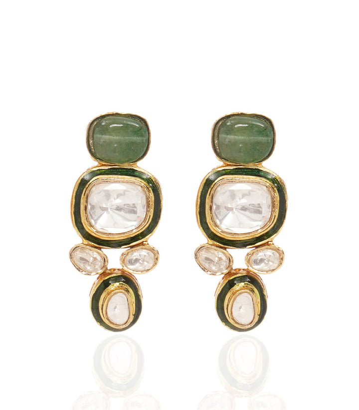 REYANSHI GREEN POLKI STUDS