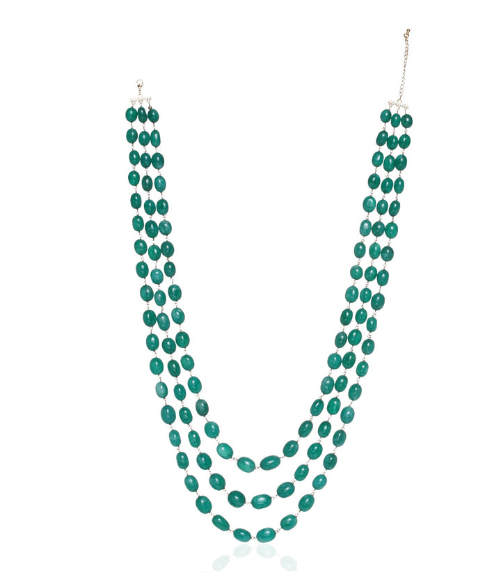 SAMBHAVI GREEN ONYX THREE LINES STRING