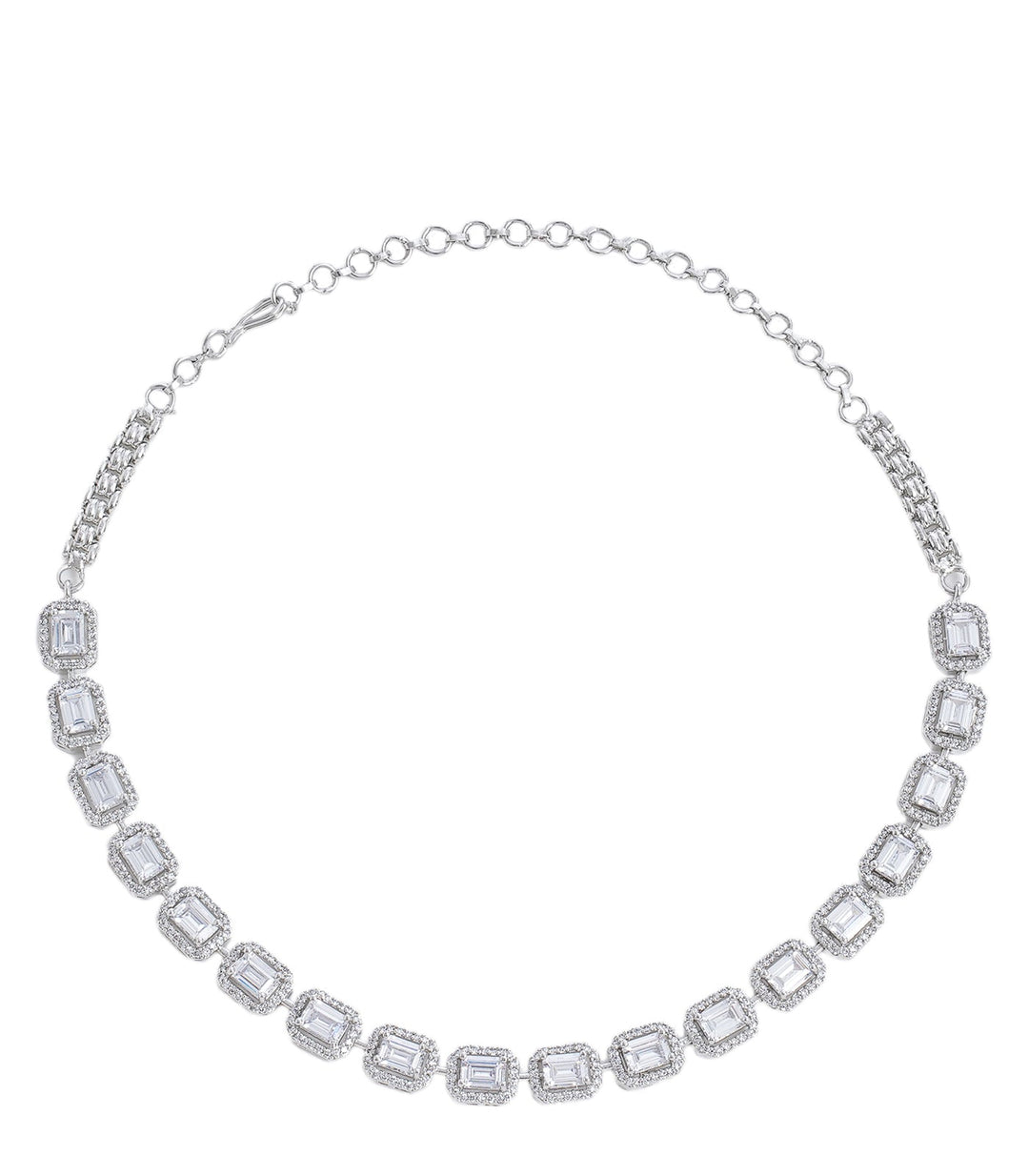 PRISHA SILVER FINISH ZIRCON NECKLACE