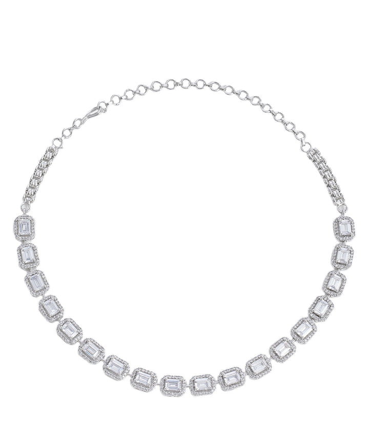 PRISHA SILVER FINISH ZIRCON NECKLACE
