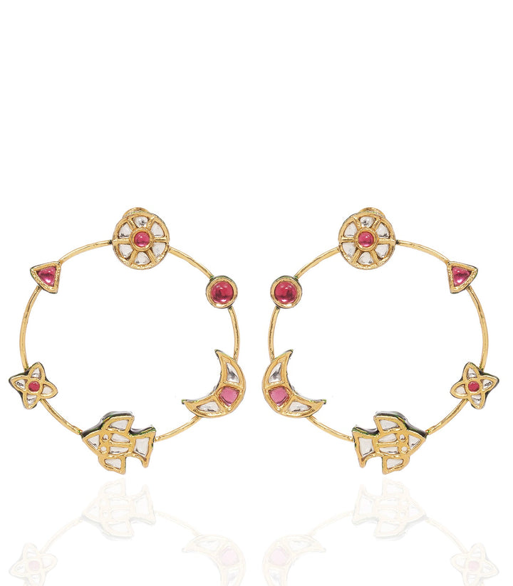 JOSHI RED & GREEN KUNDAN STATEMENT EARRING