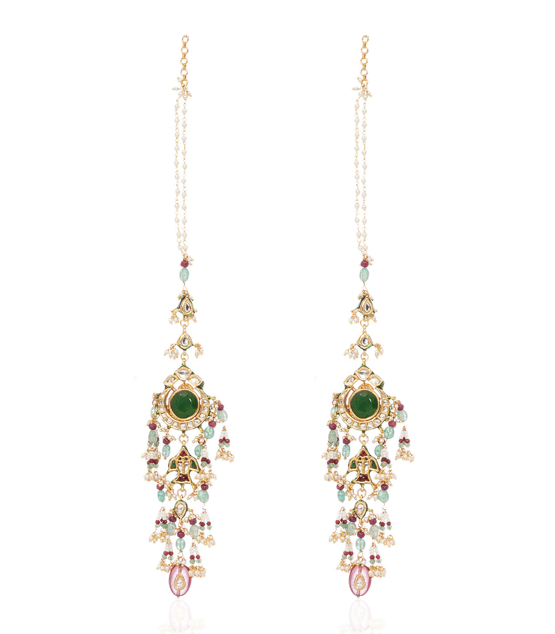 DISHI GREEN KUNDAN STATEMENT EARRING