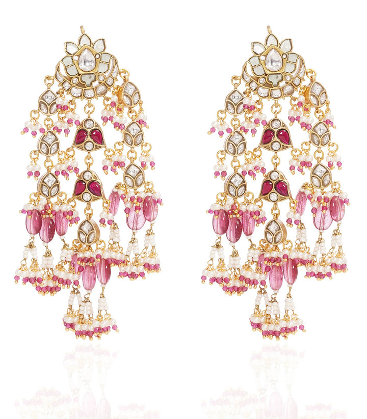 NAVITA PINK KUNDAN STATEMENT EARRING