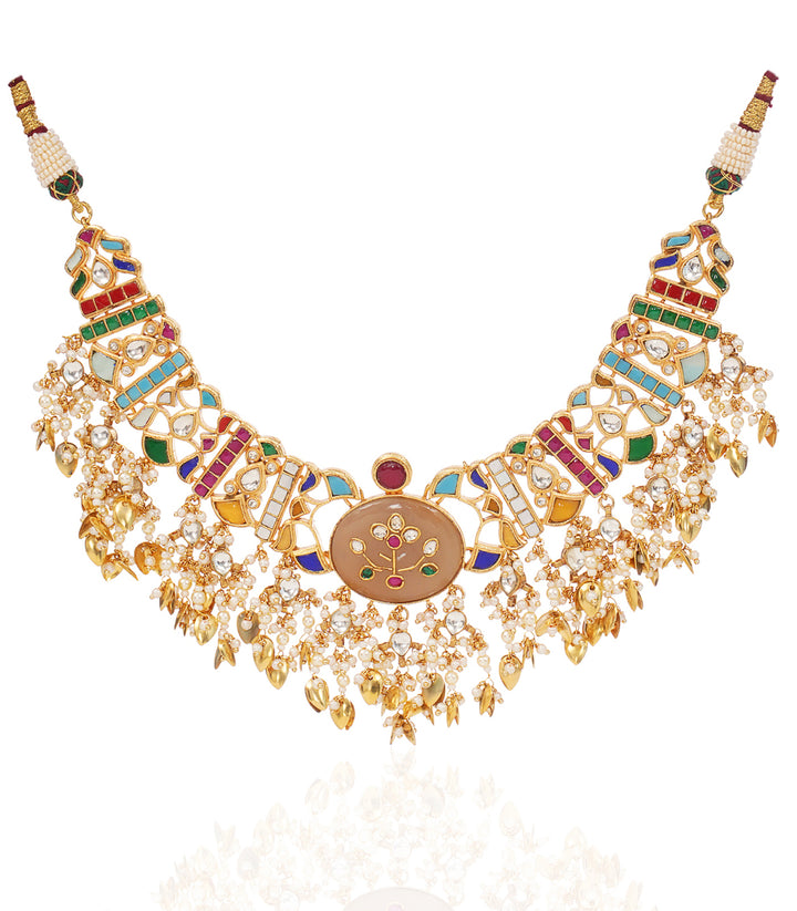 YAMINI NAVRATAN KUNDAN NECKLACE SET