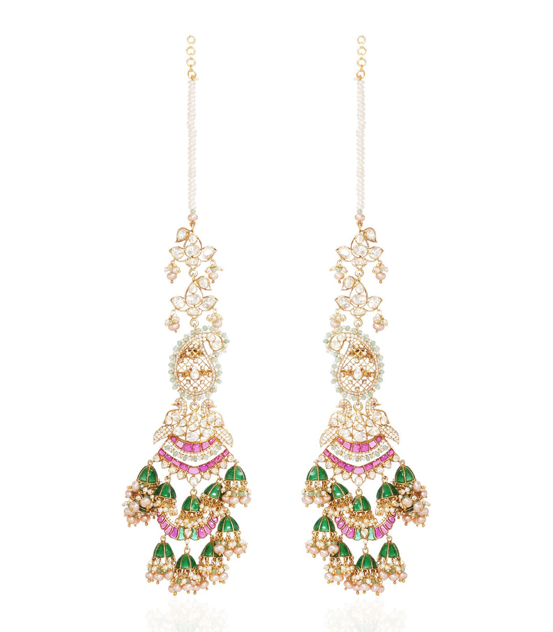 BARUNI RED & GREEN MOISSANITE JHUMKA