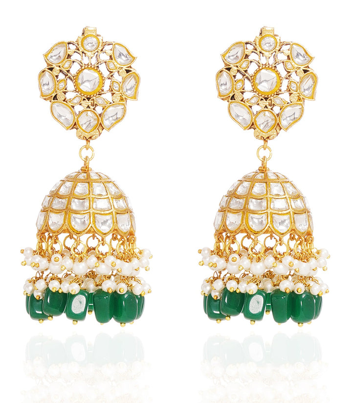 RUKMINI GREEN KUNDAN JHUMKA