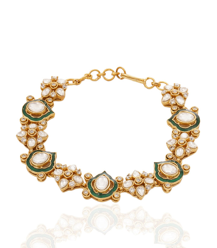 BHAWNA GREEN POLKI BRACELET