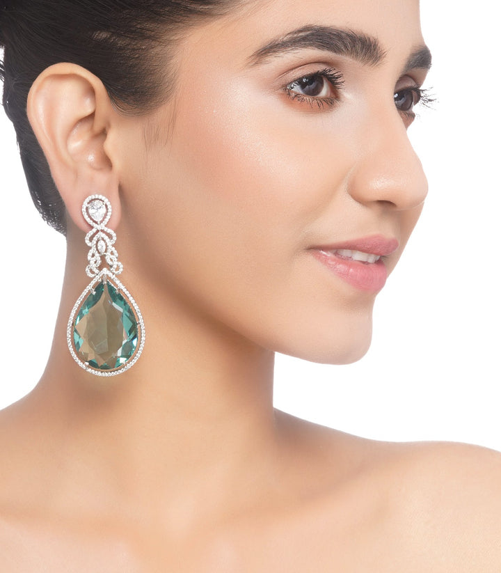 SILVER AQUA BLUE DOUBLET EARRING