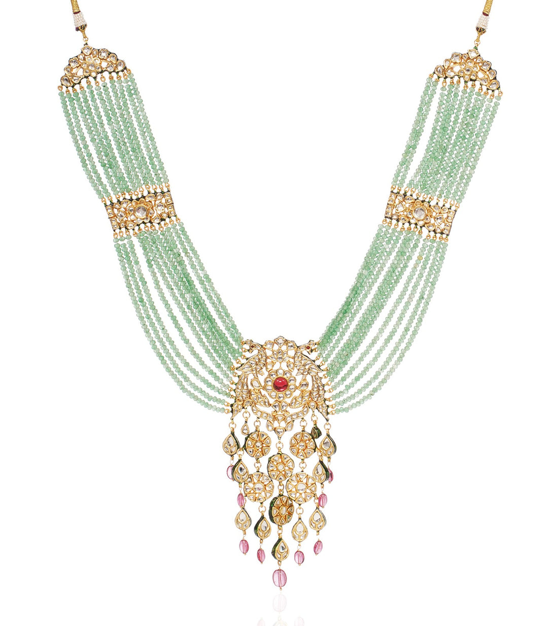 MEHREEN GREEN KUNDAN LONG NECKLACE