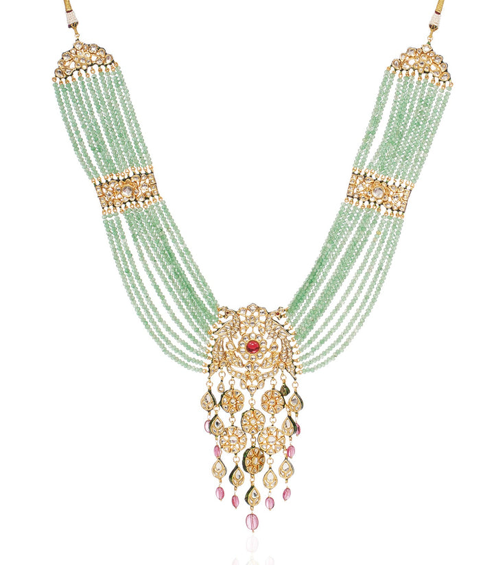MEHREEN GREEN KUNDAN LONG NECKLACE