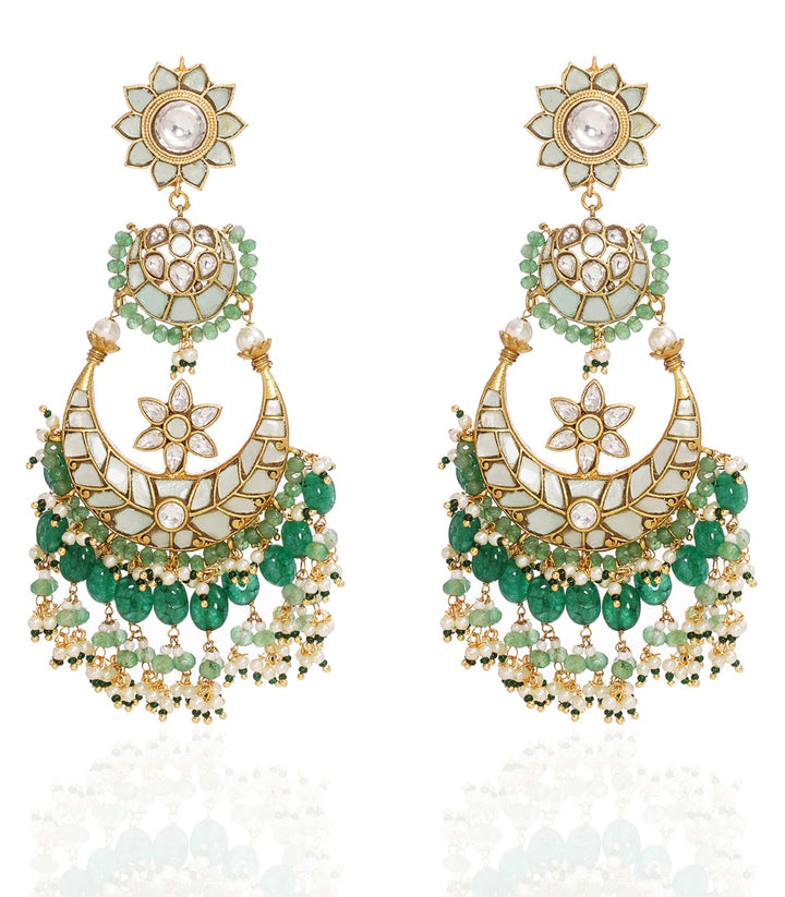 NIHAR MINT & GREEN KUNDAN CHANDBALI