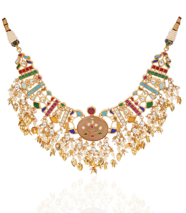 YAMINI NAVRATAN KUNDAN NECKLACE SET