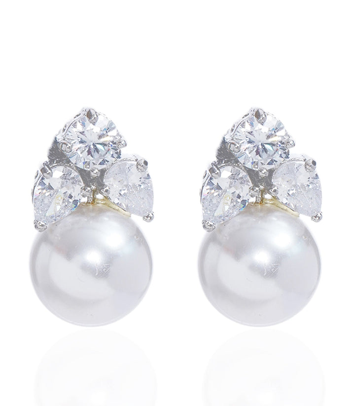 JESSICA SILVER FINISH ZIRCON STUD