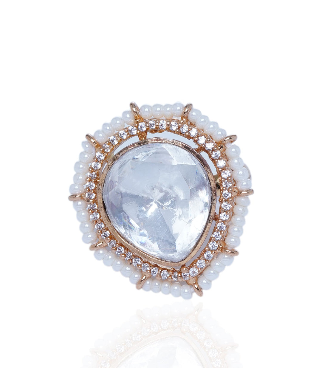 Vishnupriya White Polki Ring