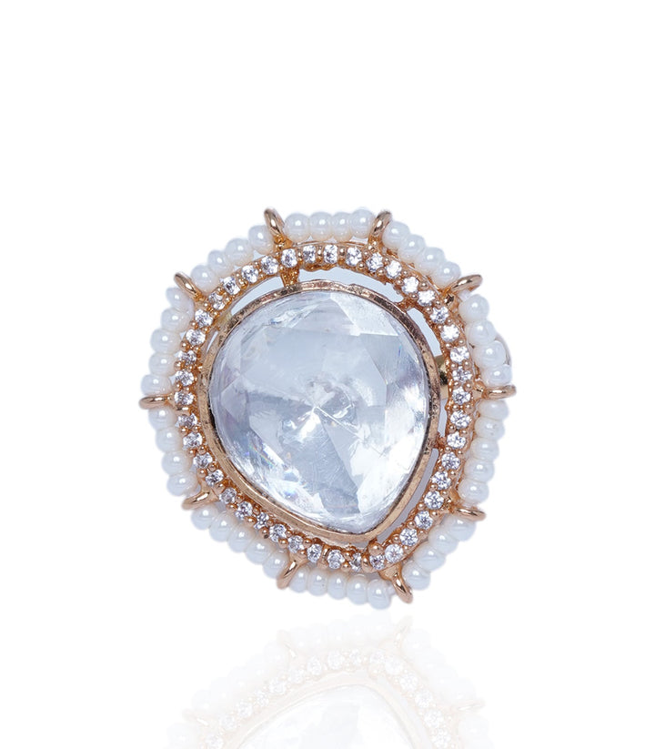 Vishnupriya White Polki Ring