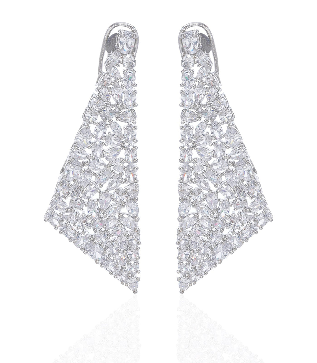 JEEVIKA SILVER FINISH ZIRCON ZIRCON EARRING