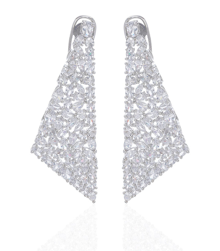 JEEVIKA SILVER FINISH ZIRCON ZIRCON EARRING