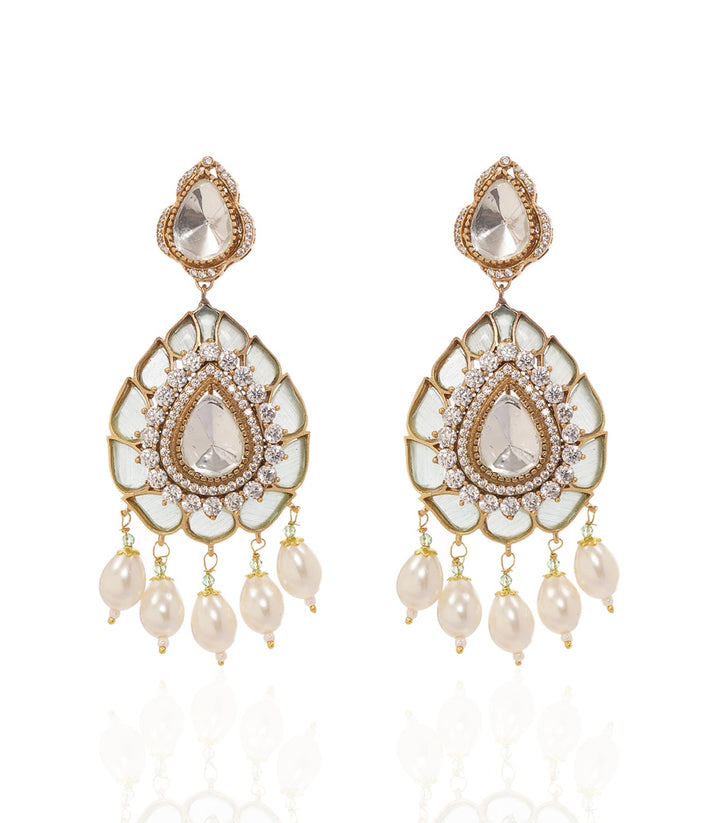 MEDHA MINT POLKI STATEMENT EARRING