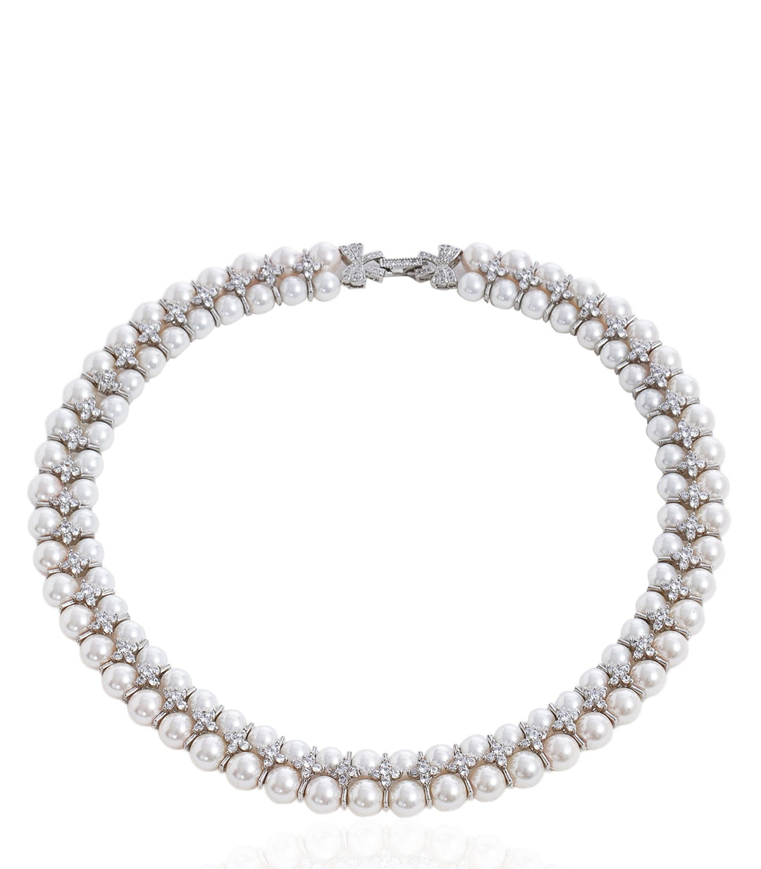 SNEH  SILVER FINISH ZIRCON NECKLACE