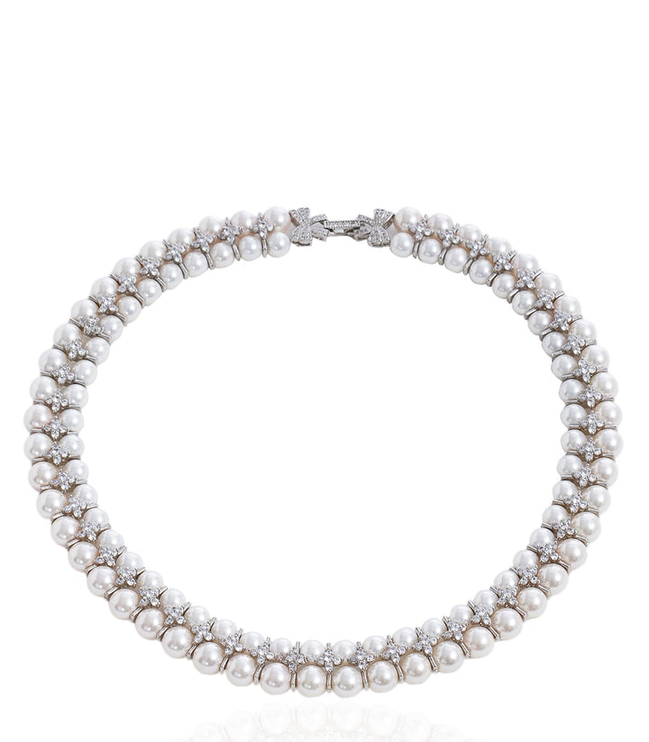 SNEH  SILVER FINISH ZIRCON NECKLACE