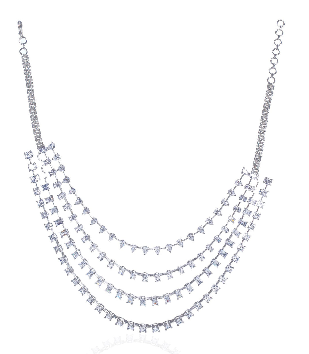 ANAYA SILVER FINISH ZIRCON LONG NECKLACE