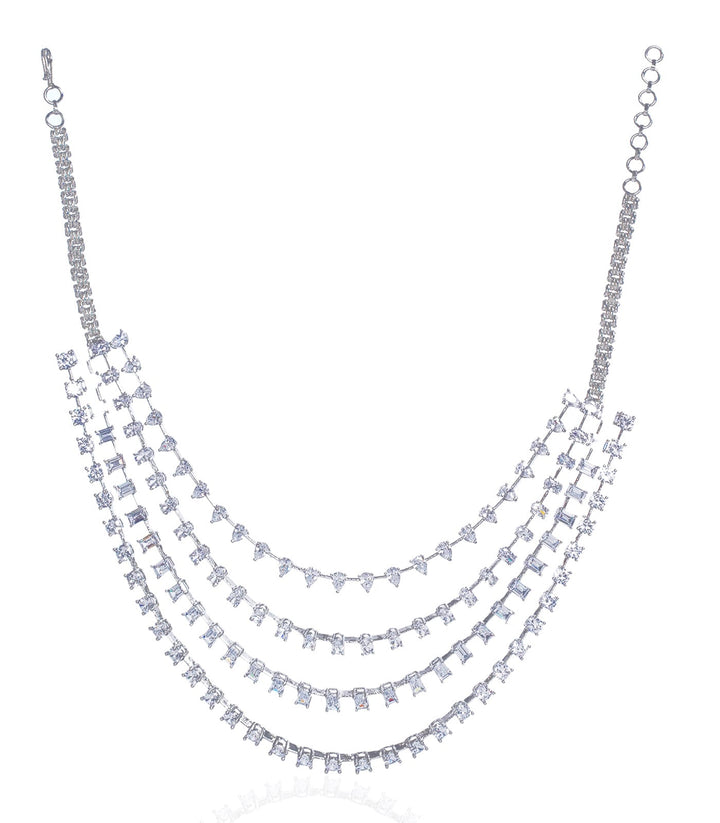 ANAYA SILVER FINISH ZIRCON LONG NECKLACE