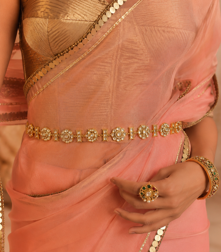 SIMRAN ANTIQUE FINISH POLKI WAIST BELT