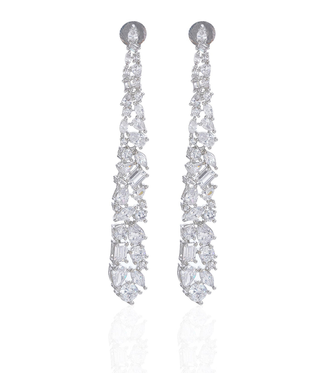 AISRA SILVER FINISH ZIRCON ZIRCON EARRING
