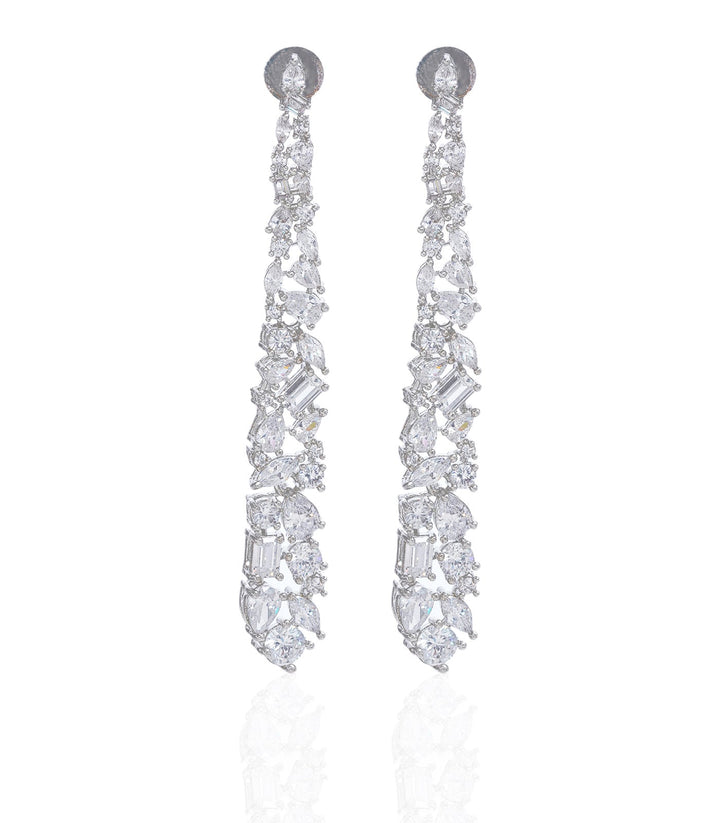 AISRA SILVER FINISH ZIRCON ZIRCON EARRING