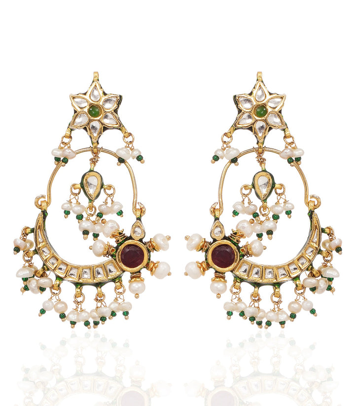 AHVI RED & GREEN KUNDAN STATEMENT EARRING