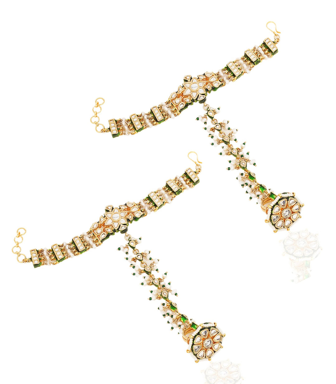 ESHNI GREEN KUNDAN HATHPHOOLS