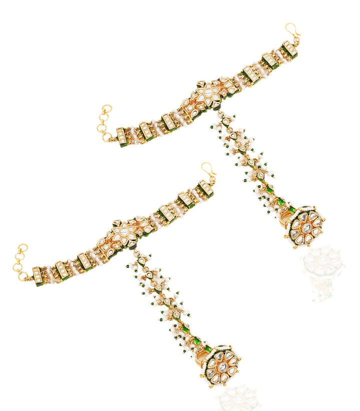 ESHNI GREEN KUNDAN HATHPHOOLS