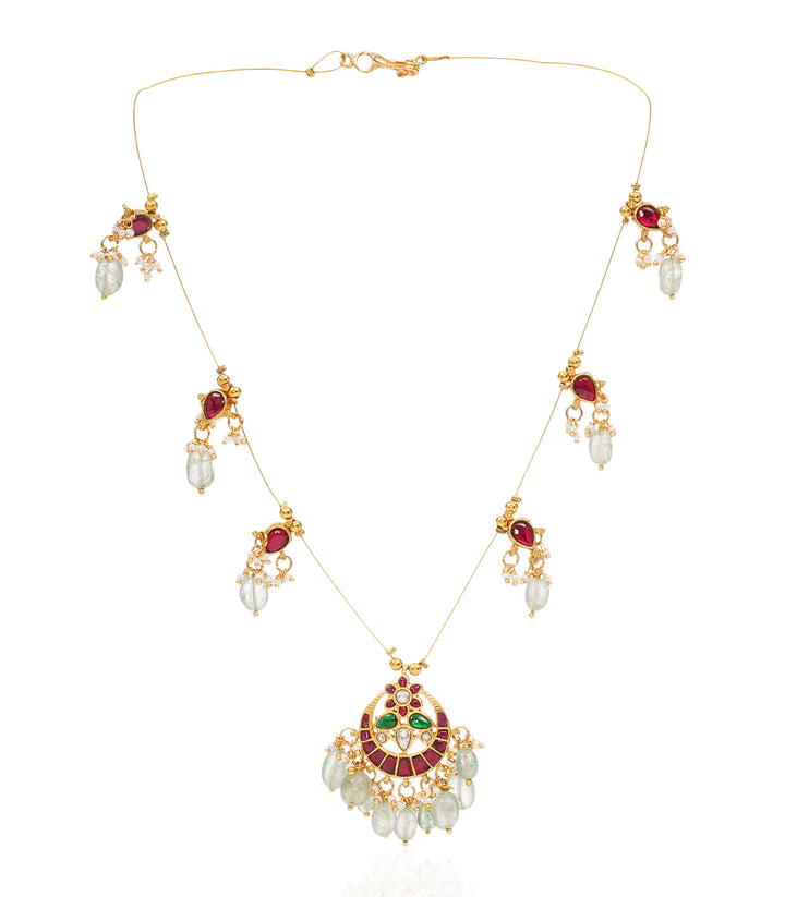 ASHA GREEN KUNDAN LONG NECKLACE