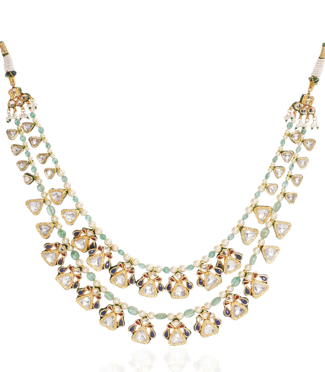 GAURIKA BLUE & REEN KUNDAN LONG NECKLACE