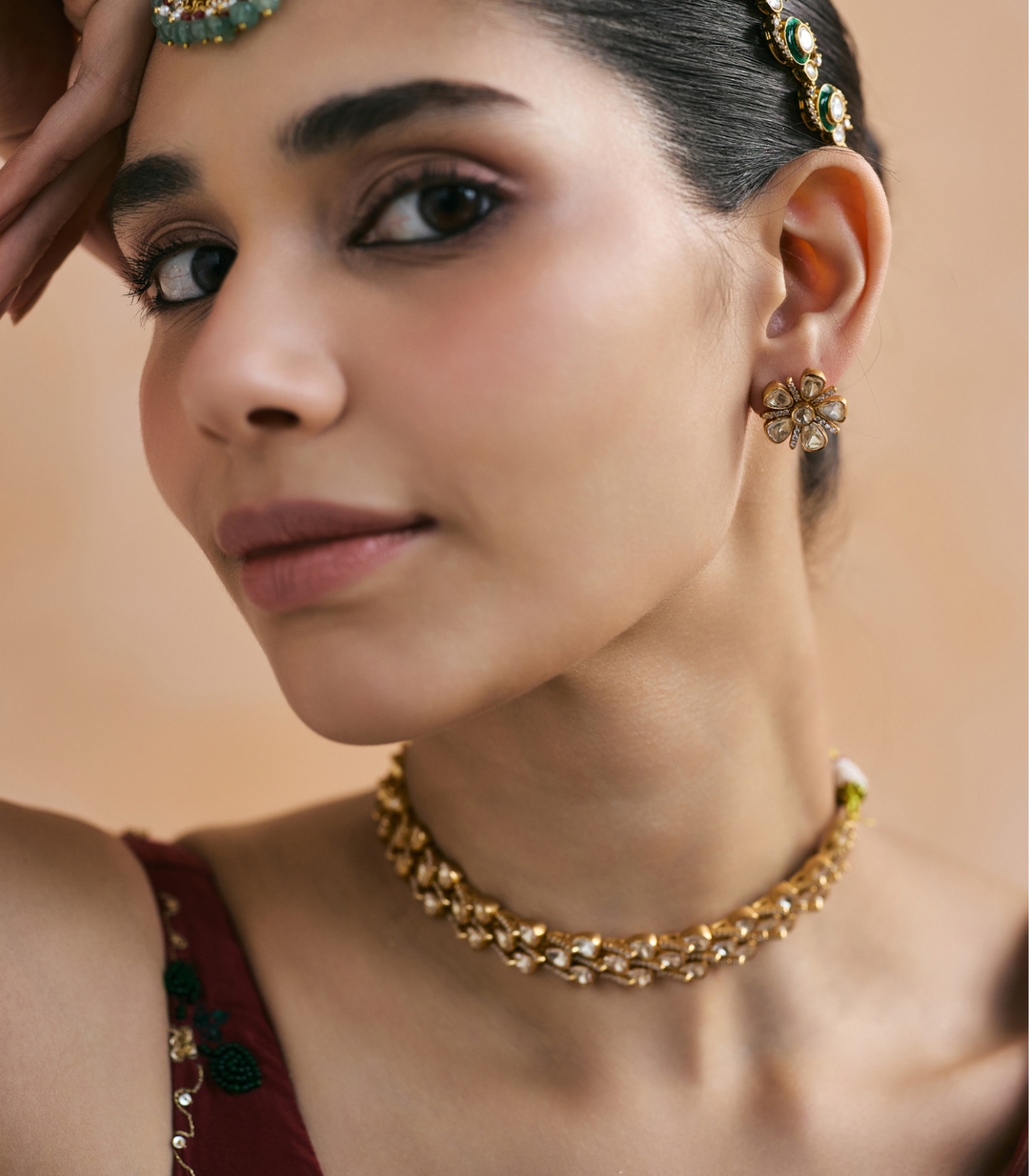 GEETIKA GOLD PLATED MOISSANITE NECKLACE SET