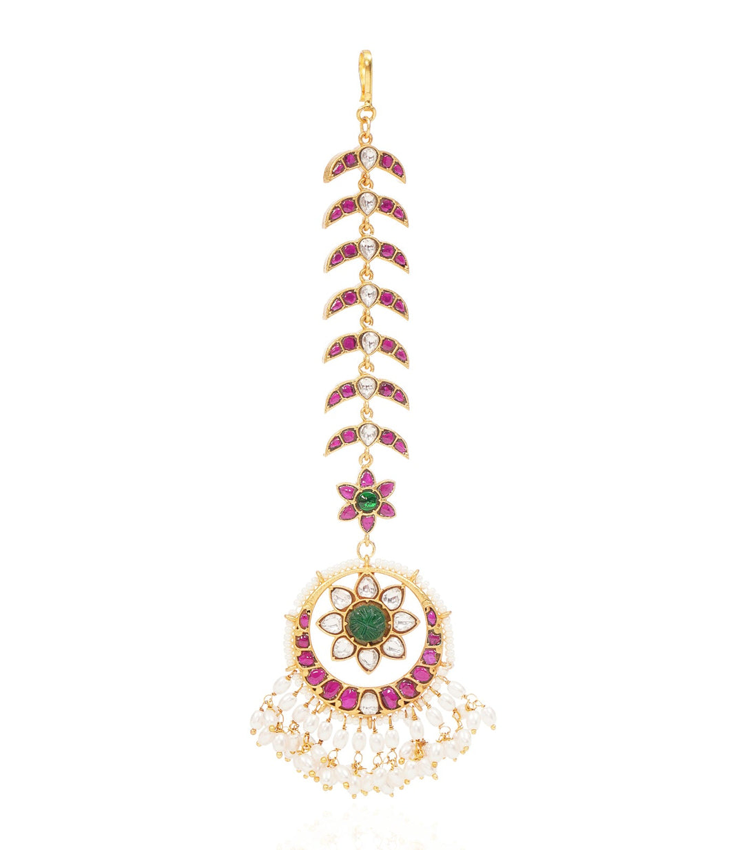 PRISHA RED & GREEN KUNDAN TIKA